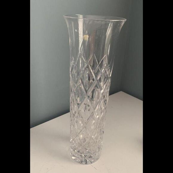 Atlantis Crystal Flower Vase 10.5" Tall ATL14 Collection Vintage MCM Tube - Picture 13 of 15